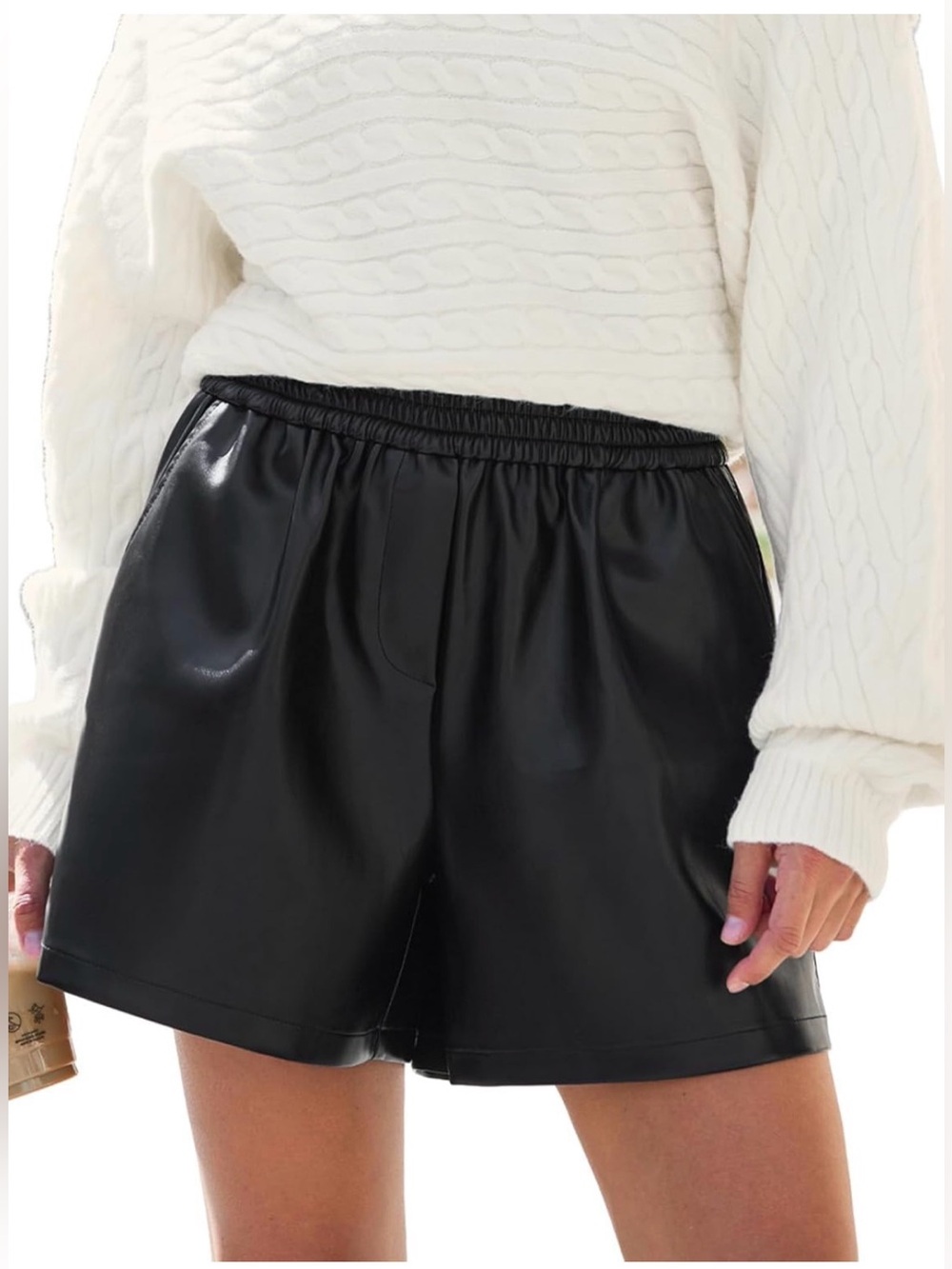 Black Faux Leather Shorts